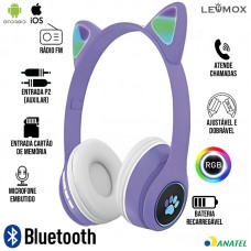 Fone Bluetooth LEF-1019 Lehmox - Roxo